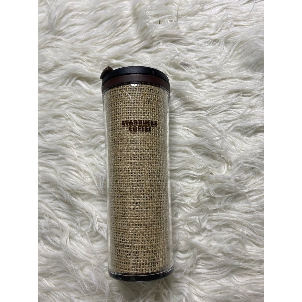 Starbucks 2010 Burlap Coffee Bean‎ Bag 16 oz Travel Mug Tumbler Acrylic NWT